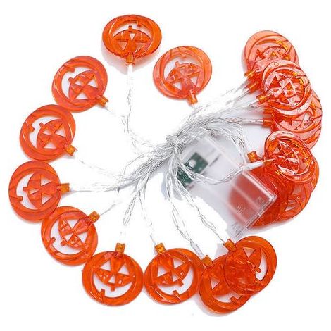 Guirlande lumineuse citrouilles, guirlande plate de 3 m avec 20 LED, idéale pour décorer une fête d'Halloween en intérieur. (1/5)