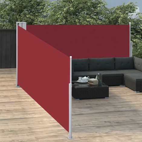 Auvent latéral rétractable double face brise-vue de jardin polyester rouge 100 x 1000 cm - PANGIVO (1/5)