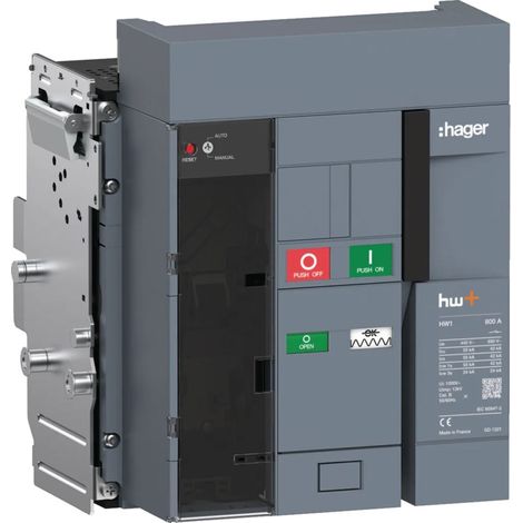Disjoncteur Ouvert HW1 55kA 1600A 3P Débrochable pour TU sentinel - HAGER HW1M316DB