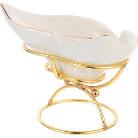 Soap Dish Holder with Ceramic Fin Shaped Drain that Keeps