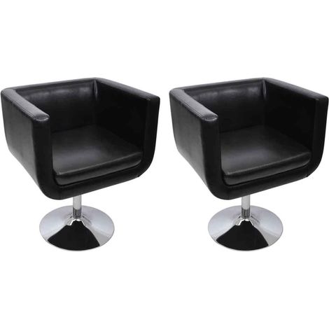 Vidaxl – Lot de 2 chaises de bar en cuir artificiel noir – Hauteur réglable 68-80 cm – Base en acier chromé – Confort optimal pour salon ou bureau