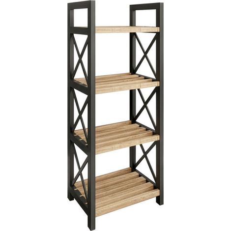 Étagère multifonctionnelle en bois "Mini" - 23 x 18 x 64 cm - Noir (1/4)