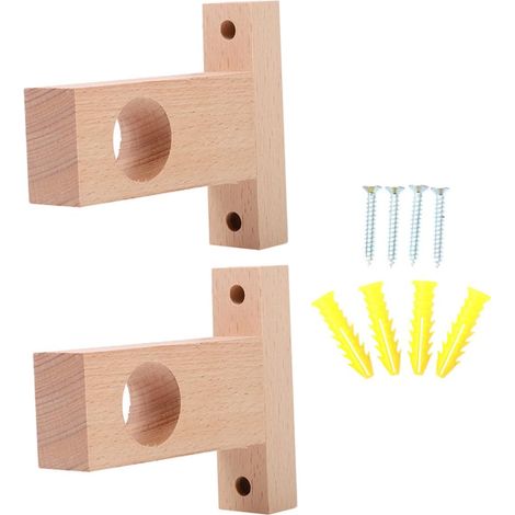 2 pièces supports bois pour tringle à rideau – solide, perçage nécessaire, design élégant