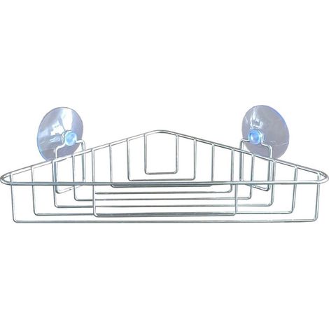 Panier de Douche Angle Ventouse "Filaire Basic" 23cm Chrome (1/4)