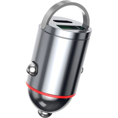 Chargeur de voiture rapide pour téléphone portable, tablette, caméra embarquée, prise double port USB et PD 30 W/65 W Type-C, chargeur de voiture dissimulé