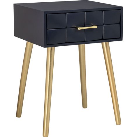 Mesita de noche de madera negro 44x38x63h cm (1/5)