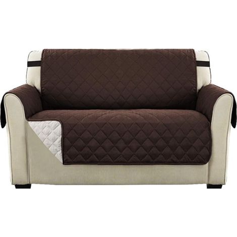 Housse Réversible Double Face Pour Canapé Matelassé, Luxury Extra, Doux, À L'eau Avec Sangles De Fixation Élastiques,(Canapé 2 Places, Marron) (1/5)