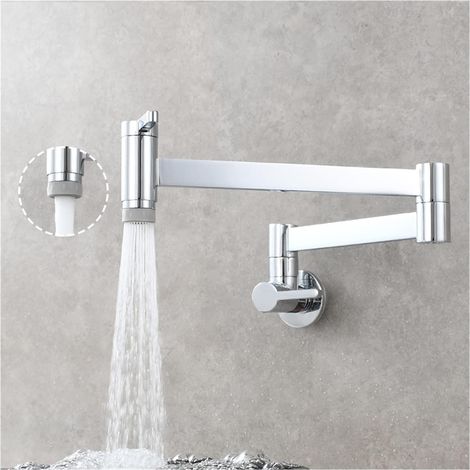 Robinet de cuisine remplisseur de pot Robinet de cuisine en laiton mural robinet de remplissage de pot 360 rotatif pliant allongé avec bras oscillants à double articulation robinet d'eau froide ( Colo (1/5)