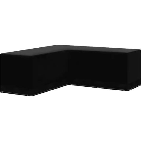 Funda para muebles de exterior en forma de L, protección robusta, material duradero, color negro. (1/2)