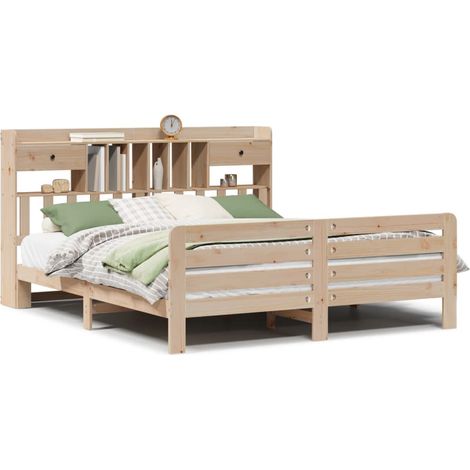 Maison Exclusive - Massivholzbett mit Regal ohne Matratze 180x200