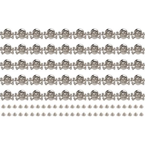50 Ensembles de Rivets Crâne Style Gothique, Accessoires de Rivet DIY pour Chaussures et Ceintures en Argent (1/5)