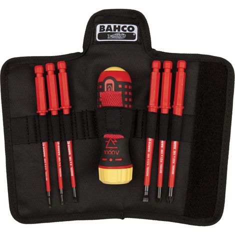 Bahco Insulated Ratcheting Screwdriver Set – 6-Piece Phillips and Flathead Screwdrivers for Electrical and General Use