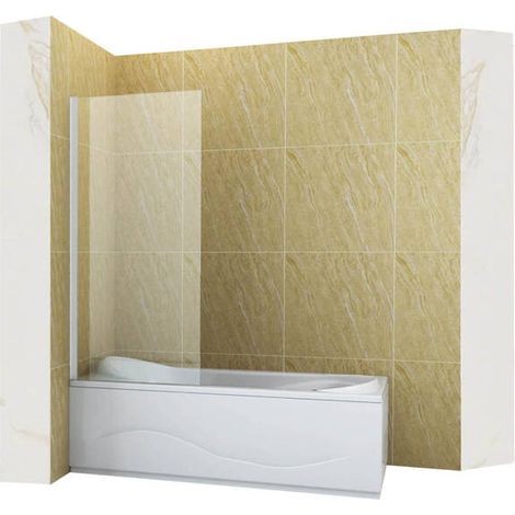 Pare-baignoire fixe ASTON Silla, paroi de baignoire 70x150 cm en verre trempé, installation murale facile, design moderne, Blanc (1/5)