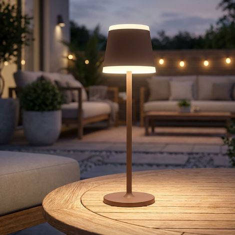 Lampada da tavolo lampada da tavolo per esterni LED bianco dimmer tattile lampada da giardino dimmerabile a batteria USB, ruggine, metallo acrilico, 2x LED bianco caldo, DxH 11x38,5 cm