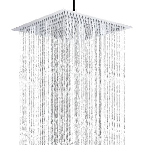 Regenduschkopf 40cm Quadratisch Chrom Edelstahl mit Touch-Clean Düsen (1/5)