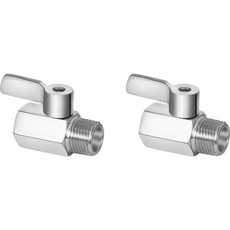 Duschkopf-Absperrventil, Mini-Kugelhahn aus Edelstahl 304, NPT-Gewinde (1/2 Zoll Außengewinde x 1/2 Zoll Innengewinde), 2er-Pack (1/5)