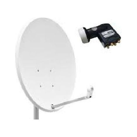 HDME Parabole satellite acier 65 cm + LNB Twin Best Germany Universel 0,1dB idéal Astra Eutelsat
