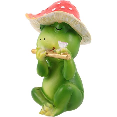 Robuste, grüne Frosch-Gartenfigur aus Kunstharz, farb- und rissbeständig, ideal als Dekoration für Blumenbeete im Freien (1/5)