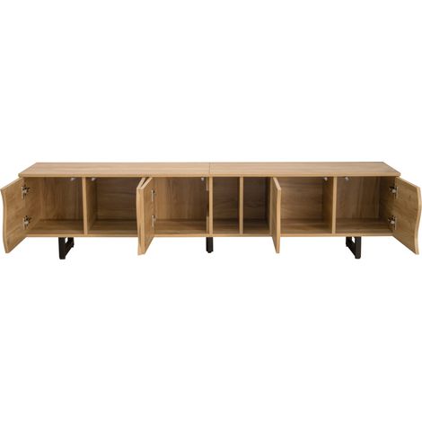 TV-Möbel mit 5 Türen und offenen Ablagen, natürliche Holzoptik 191x38x46,5 cm MODENUIT (1/5)