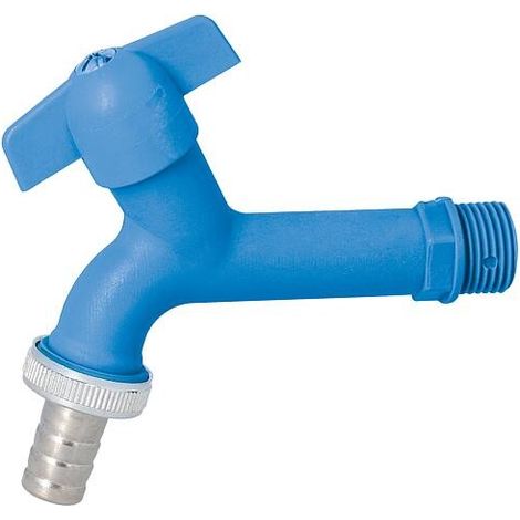 Robinet de vidange DN15(1/2") bleu, polyamide, avec tête en laiton