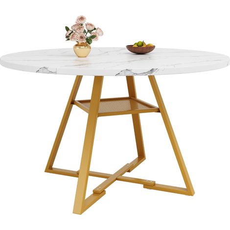 Ensemble de table à manger 5 pièces, table ronde 120x120x75 cm avec 4 chaises, table ronde pour 4 à 6 personnes, chaises en velours gris (1/5)