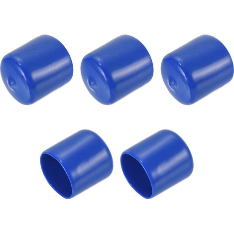 5Pcs Embouts en Caoutchouc de 25mm de Diamètre Intérieur pour Tubes Ronds en Vinyle, Couvercle de Boulon, Protecteurs de Filetage Bleus (1/4)