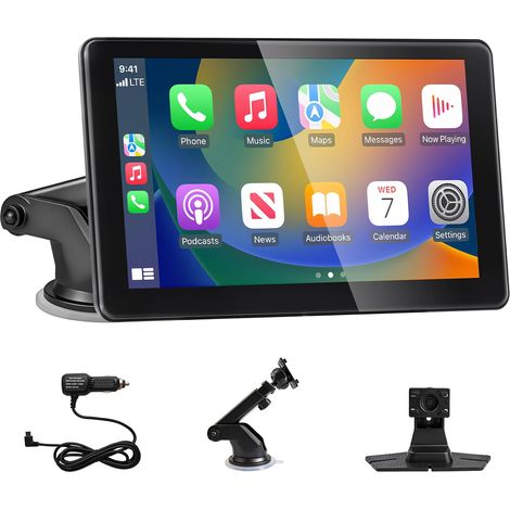 Écran 7 Pouces HD Ecran Tactile Autoradio Portable, avec Bluetooth 5.3, Mirror Link, Navigation GPS, AUX/FM, Commande Vocale (1/5)