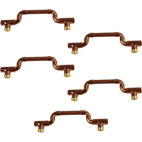 Lot de 5 Poignées mobiles et élégantes en Cuivre - Entraxe 128 mm - Ø12 - Arcanaute (1/3)
