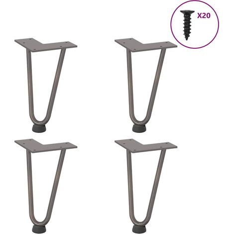 Haarnadelbeine für Couchtisch 4 Stk. Naturstahl 20 cm Massivstahl