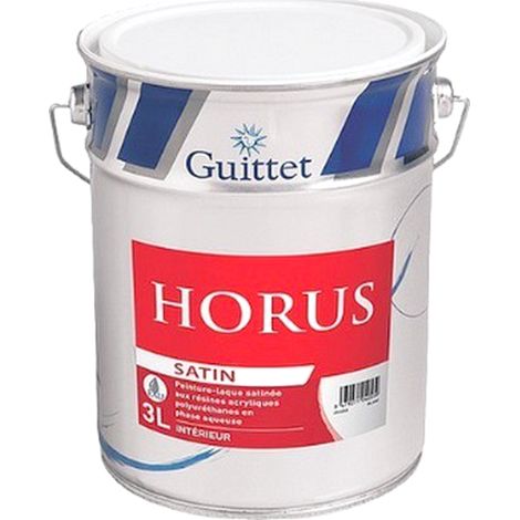 Laque GUITTET HORUS SATIN acrylique, résistante et sans odeur Choisissez votre teinte: Peinture Blanche - Conditionnement: 3 Litres