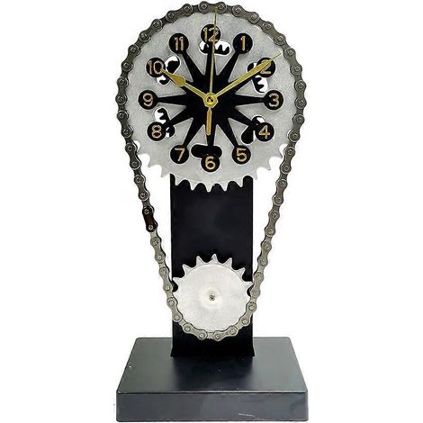 Vintage-Tischuhr, antike Zahnrad-Ketten-Uhr, batteriebetrieben, Tischuhr, Dekoration für Landhausstil