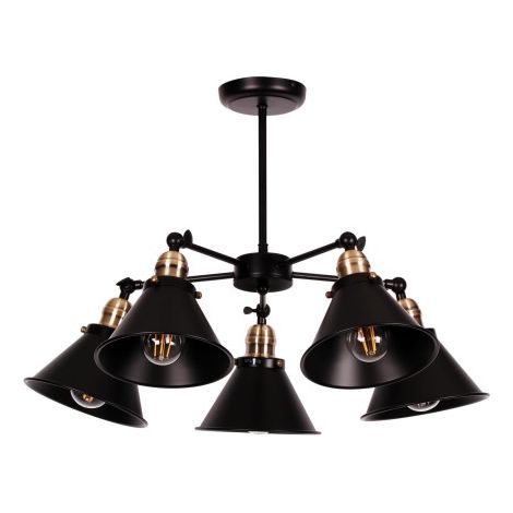 Suspension loft noire métal E27 5 lumières Kaja Moreno