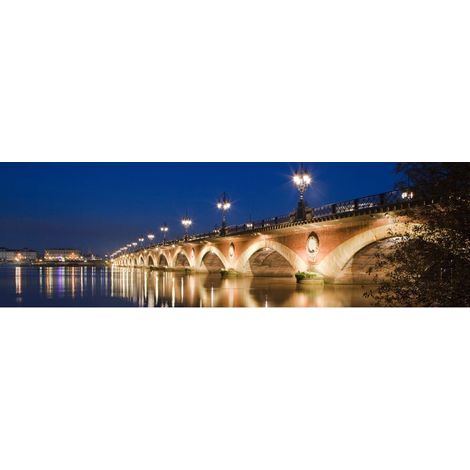 Tableau sur toile pont de Bordeaux 30x97 cm - Impression sur Toile Murale Décorative - Image imprimée en HD sur Toile - Toile sur Châssis en Bois FSC - Fabriqué en France (1/4)
