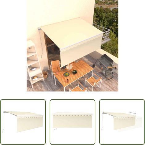 Auvent rétractable - Auvent manuel rétractable avec store 3x2,5 m Crème (1/5)