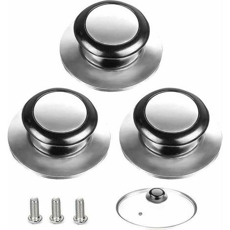 Bouton De Couvercle - Pour Poignée En Verre Et Acier Inoxydable - Accessoire Cuisine - Lot De 3 (1/4)