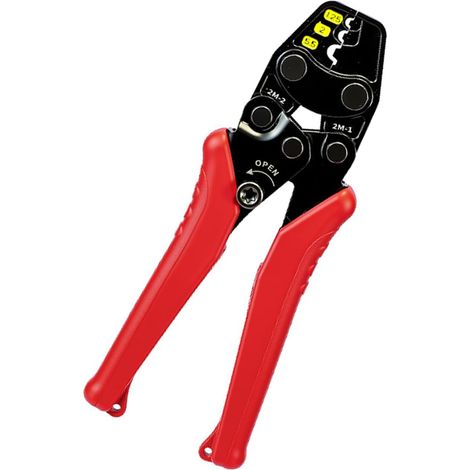 Pince à sertir professionnelle à cliquet pour connexion électrique avec construction en acier à haute teneur en carbone et poignée ergonomique pour appareils électroniques (1/5)