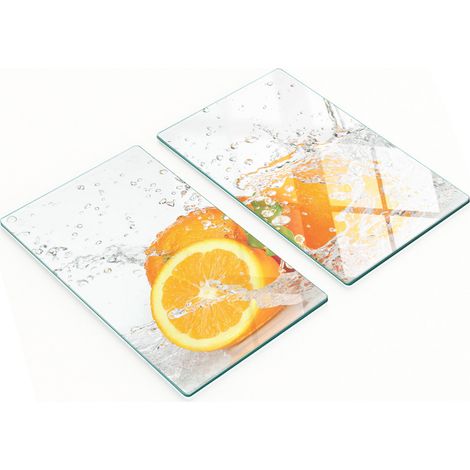 Tableros de vidrio elegantes y duraderos con estampado de agua naranja, 2x30x52 cm.