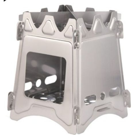 Réchaud de camping portable et compact en acier inoxydable/titane, idéal pour les pique-niques, les barbecues, le camping et la randonnée. (1/5)