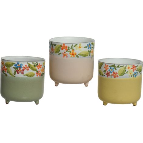 VASO A FIORI D.12XH13CM ROSA / VERDE / GIALLO.