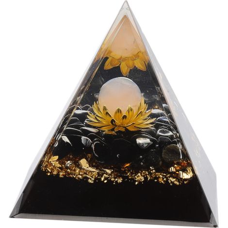 Orgonit-Pyramide aus Kristall, Chakra-Pyramide, fördert die psychische Entwicklung, ideal für Wohnzimmer, Schlafzimmer oder Büro. (1/5)