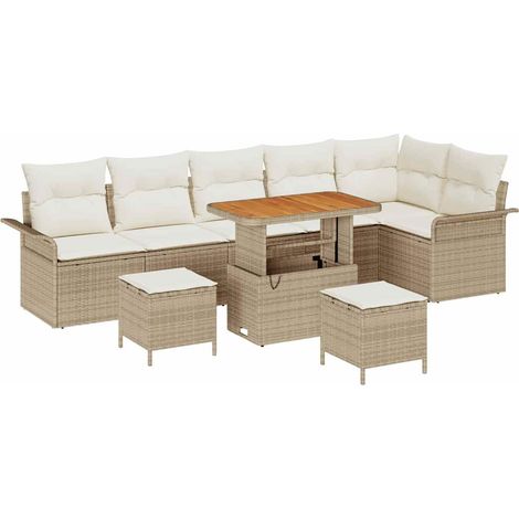 Maison Exclusive - Garten-Sofa-Set mit Kissen mit Speicher 9 pcs