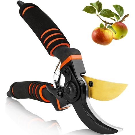 Tijeras de podar profesionales de titanio para jardín, ideal para ramas, setos y flores. (1/5)