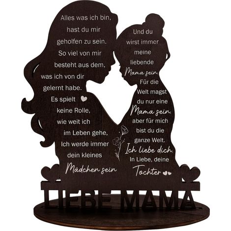 Corazón - Marcador de madera - Con mensaje emotivo - Para madre hija - 1 pieza (1/5)