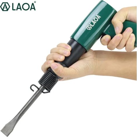 LAOA Kit Burineur pneumatique, Air Chisel Kit, Marteau perforateur pneumatique, Pelle à air avec 2 burins pour la réparation et la construction de ponts tirage, 170×165mm (1/4)