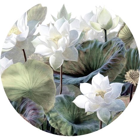 Papier peint intissé auto-adhésif rond  Thème Embossed Flowers - 140 x 140 cm (1/5)