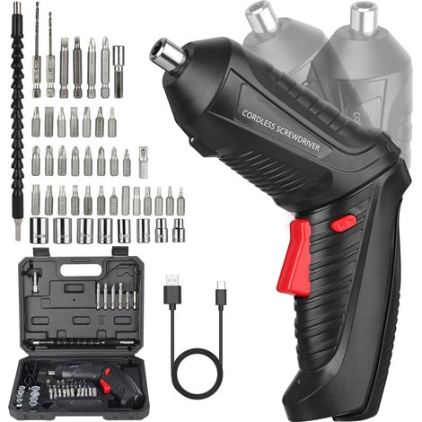 Électrique Sans Fil 3.6V – 6Nm, 47 Accessoires, Devisseuse Sans Fil 1800mAh USB Rechargeable – Mini Tournevis pour Bricolage, Meubles, Électronique (1/5)