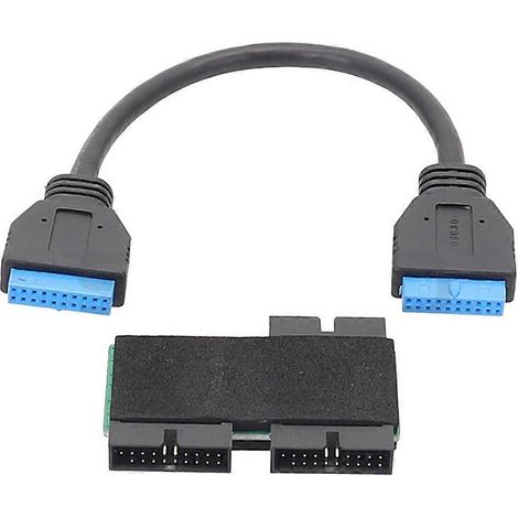 Concentrateur USB 19 Broches Femelle vers 2 Mâles avec Câble Modulaire et Circuit Intégré (1/5)