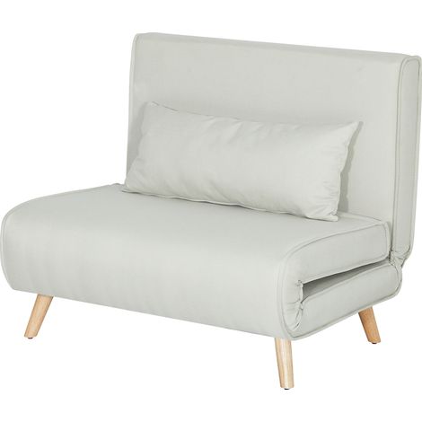 Einzel-Schlafsofa mit verstellbarer Rückenlehne, inklusive Kissen, klappbaren Beinen, Tragkraft 350 kg, weiß