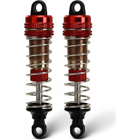 Amortisseur Hydraulique de Voiture RC, 2 Amortisseurs D'huile en Alliage D'aluminium de 76 Mm pour SCY 16101 16102 16103 16201 1/16 RC Car (Rouge) (1/5)