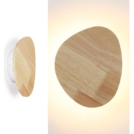 Applique murale intérieure en bois naturel - Lumière LED indirecte chaude 8 W 2700 K - Design organique minimaliste avec éclairage arrière - Idéale pour chambre, salon ou couloir [Classe énergétique (1/5)